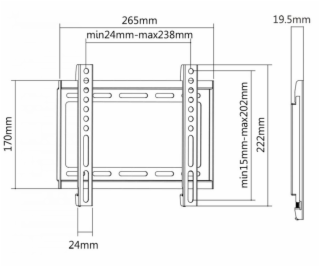 Sbox PLB-2222F Fixed Flat Screen LED TV Mount 23 -43  35kg