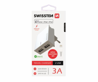 Swissten Síťový Adaptér Smart Ic 2X Usb 3A Power + Datový...