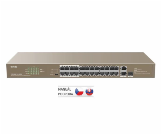 Tenda TEF1126P-24-410W - PoE AT Switch 370Watt, 24xRJ45 1...