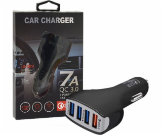 CAR CHARGER 4X USB 7A BLACK VEGA FASTON FAST CHARGER QUIC...