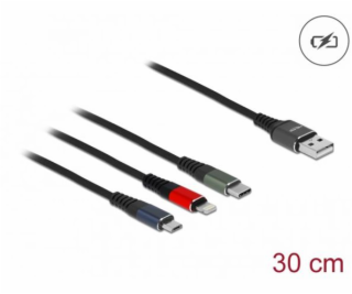 DeLOCK USB Ladekábl, USB-A Stecker > USB-C + Micro USB + ...