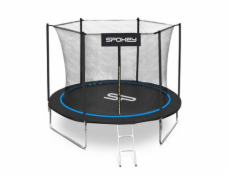 Spokey JUMPER Trampolína černo-modrá, průměr 244 cm, vč. ochranné sítě a žebříku