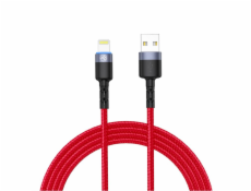 Tellur Data cable USB to Lightning with LED Light, 3A, 1.2m red