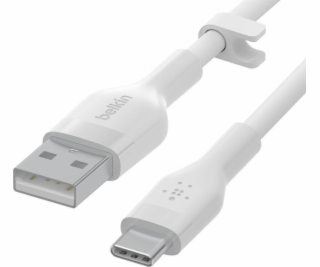 BoostCharge USB-A na USB-C kabel silikonový 2 m, bílý