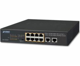 Planet GSD-1008HP, PoE switch 8x PoE 802.3at 120W+ 2x 100...