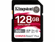 Kingston paměťová karta 128GB Canvas React Plus SDXC UHS-II 300R/260W U3 V90 for Full HD/4K/8K