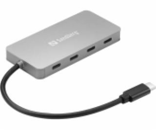 Sandberg USB-C HUB, porty 4x USB-C 3.0, stříbrný