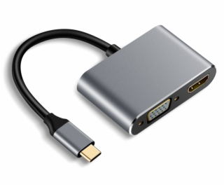 XtendLan Konvertor USB C na HDMI (F) 4k a VGA (F) 1080p, ...