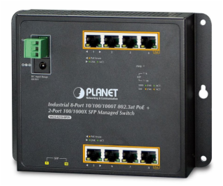 PLANET průmyslový plochý switch L2/L4, 8x1Gb, 2xSFP, PoE ...