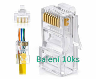 Konektor UTP RJ45EZ, Cat5e drát, licna RJ45/5SLD, průchoz...