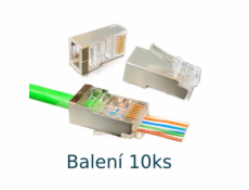 Konektor FTP RJ45EZ, Cat6 drát, 10ks licna RJ45/5SLD, průchozí síťový konektor