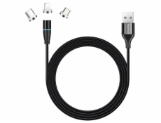 Colorway Datový Kabel 3v1 Lightning+MicroUSB+USB-C/ Magnetic/ 2.4A/ Nylon/ Quick Charge 3.0/ 1m