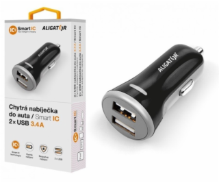 Nabíječka do auta ALIGATOR s 2xUSB výstupem, 3.4A, smart ...