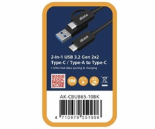 AKASA kabel 2-In-1 USB 3.2 Gen 2x2 Type-C / Type-A na Typ...