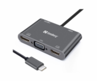 Sandberg USB-C Dock 2xHDMI+1xVGA+USB+PD