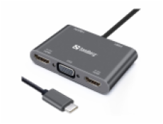 Sandberg USB-C Dock 2xHDMI+1xVGA+USB+PD