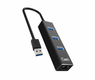 USB rozbočovač GETI GUH3AE 3x USB-A 3.0 + 1x Ethernet