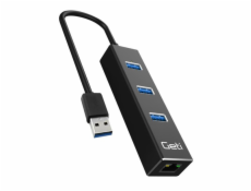 USB rozbočovač GETI GUH3AE 3x USB-A 3.0 + 1x Ethernet