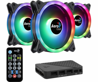 Aerocool DUO12PRO Kit 3xFan 12cm ARGB LED Dual Ring Antiv...