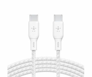 Belkin USB-C na USB-C kabel 100W, 2m, bílý - odolný