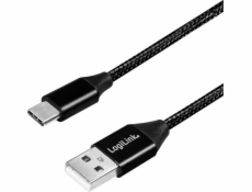 Kabel USB LogiLink USB-A - USB-C 0.3 m Czarny (CU0139)