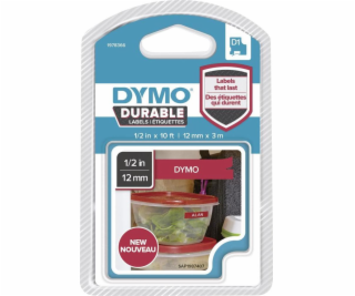 Dymo D1 Vinylband High Perf. 12 mm x 3 m biela na cervena