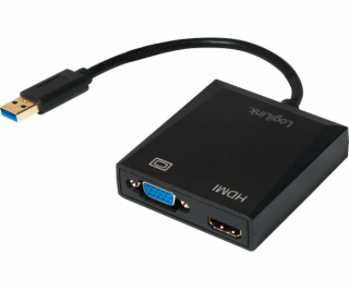 LogiLink USB HDMI D-Sub (VGA) adaptér, 0,1 m, černý (UA0234)