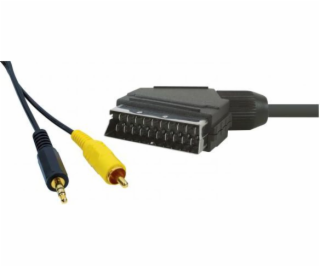 Kábel Scart - RCA (Cinch) + Jack 3.5mm 5m czarny