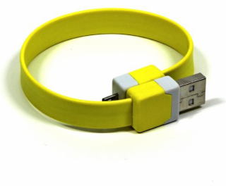 USB kábel microUSB logo na zápästie, žlté