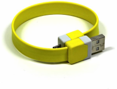 USB kábel microUSB logo na zápästie, žlté