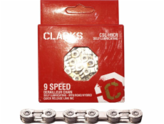 Clarks Cyklistický reťazec YBN CSL-H9CR SHIMANO CAMPAGNOLO SRAM (9 rýchlostí, 1/2x11/128, 116 článkov, 6,4 mm, článok reťaze, Super Light, Chrome) Samomazný strieborný