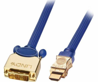 Kábel Lindy HDMI - DVI-D 0,5m modrý