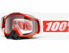 100% 100% RACECRAFT FIRE RED okuliare (Čistý zorník proti zahmlievaniu + 10 odtrhnutí) (NOVÉ)