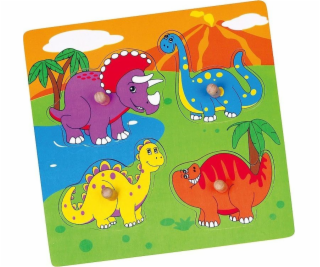 Dřevěné puzzle s úchyty pro nejmenší Viga Dino