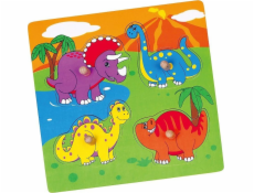 Dřevěné puzzle s úchyty pro nejmenší Viga Dino