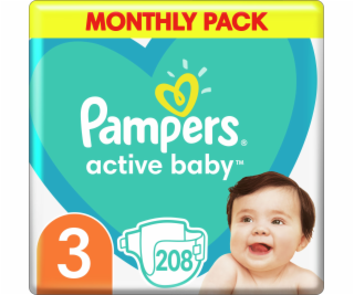 Pampers Active Baby Plienky Veľkosť 3, 6 kg-10 kg, 208 ks