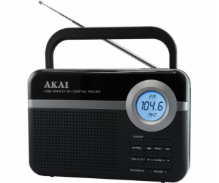 Rádio AKAI, PR006A-471U, přenosné, FM tuner s PLL, LCD di...