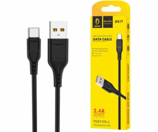 Kábel USB Denmen USB-A - USB-C 1 m Czarny (29349)