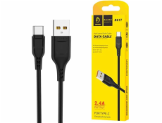 Kábel USB Denmen USB-A - USB-C 1 m Czarny (29349)