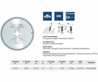 CMT 297.064,09 m videl HW D = 216 F = 30 Z = 64