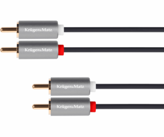 Kabel Kruger&Matz RCA (Cinch) x2 - RCA (Cinch) x2 3m szar...