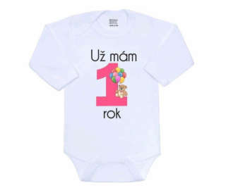 Body s potiskem New Baby Už mám 1 rok růžové