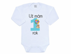 Body s potiskem New Baby Už mám 1 rok modré