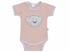 Kojenecké bavlněné body s krátkým rukávem New Baby BrumBrum old pink grey