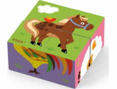 Viga Drewniana układanka Farma Puzzle Viga Toys 4 klocki