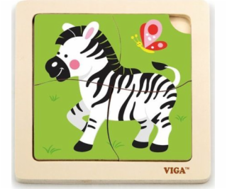 Dřevěné puzzle pro nejmenší Viga 4 ks Zebra