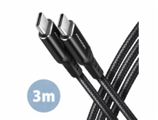 AXAGON BUCM-CM30AB HQ, datový a nabíjecí kabel USB2.0 USB-C <> USB-C kabel 3m