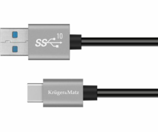 Kabel USB Kruger&Matz USB-A - USB-C 1 m Czarny (KM1263)