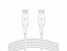 Belkin USB-C na USB-C kabel 100W, 3m, bílý - odolný