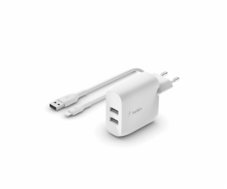 Belkin Duální USB-A nástěnná nabíječka 2x12W, lightning k...